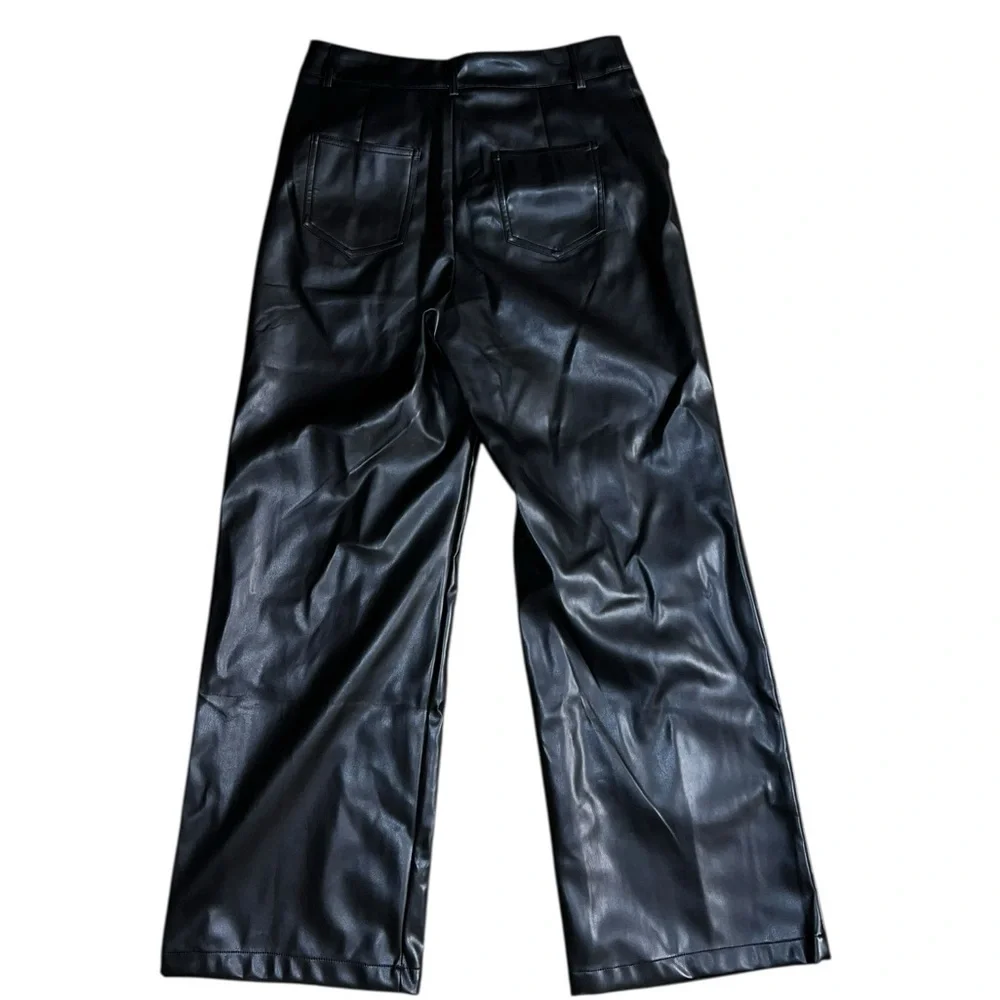Cider Faux Leather Black Pants – Medium